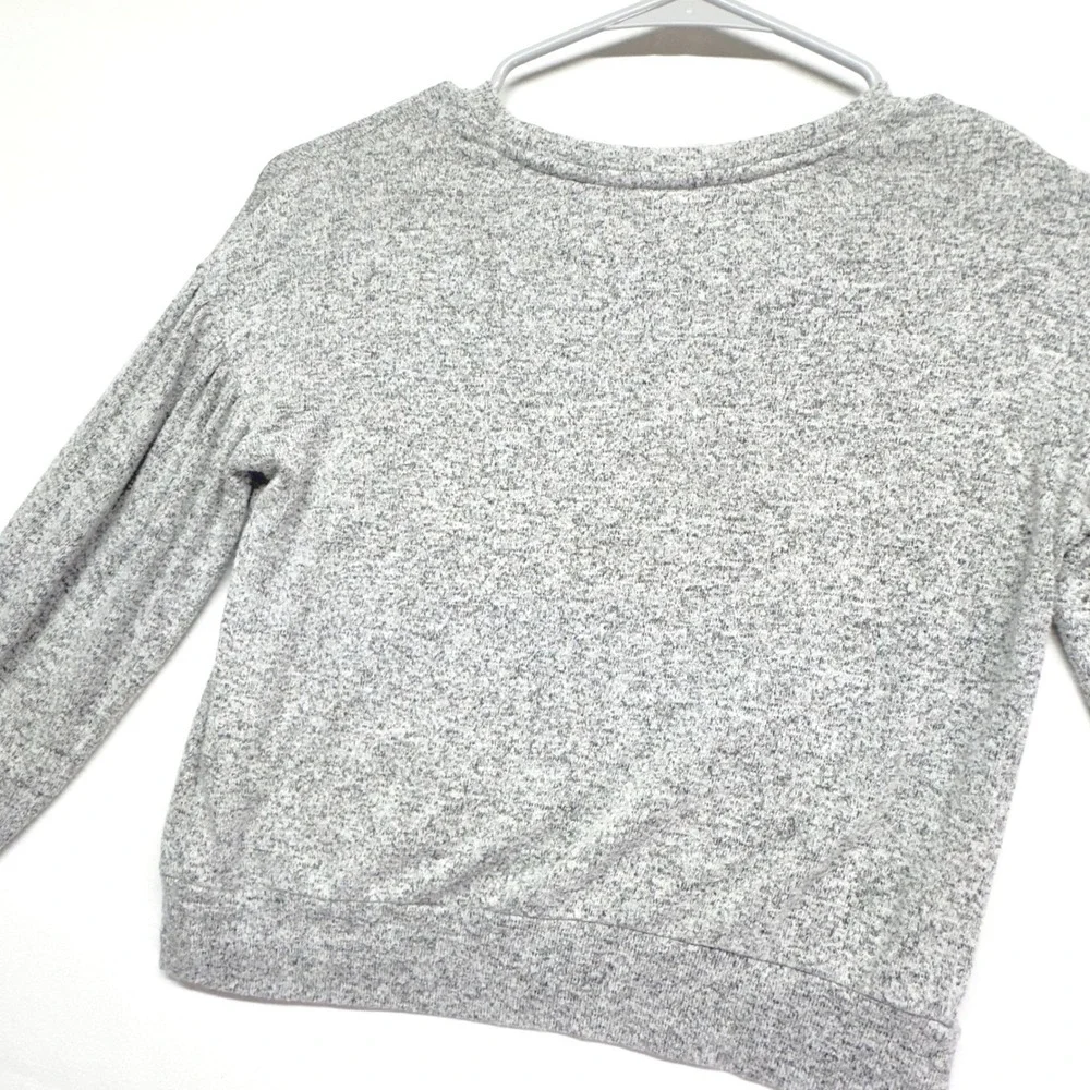 Gap Kids Girls Gray Speckled‎ Crewneck Puff Sleeves Sweater Pullover Size S 6-7